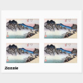 49.坂下宿、広重坂下宿、広重、浮世絵 長方形シール (シート)