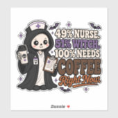 49% 看護師 51% 魔女 100% コーヒーが欲しい ステッカー シール (シート)