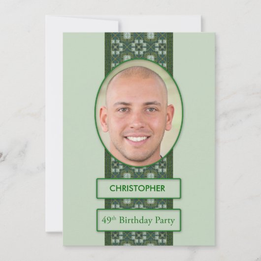 49th誕生日パーティーの招待写真+名前 招待状 (正面)