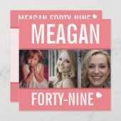 49th誕生日パーティーイベントお祝い写真サンゴ 招待状 (正面/裏面)