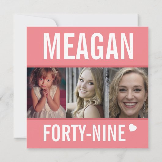 49th誕生日パーティーイベントお祝い写真サンゴ 招待状 (正面)