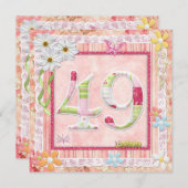 49th誕生日パーティースクラップブック作りスタイル 招待状 (正面/裏面)