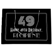 49th誕生日—インスパイアアールデコ「49」と名前 ラージペーパーバッグ (正面)