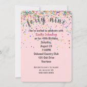 49th Birthday Party紙吹雪オンピンク 招待状 (正面)