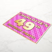 49th Birthday Party —おもしろいピンクのハートとストライプ 箔招待状 (回転した状態)