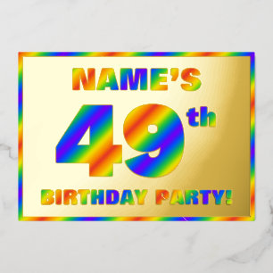 49th Birthday Party —おもしろい、レインボースペクトル「49」 箔招待状