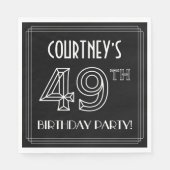 49th Birthday Party:アールデコスタイル+名前をカスタムする スタンダードランチョンナプキン (正面)