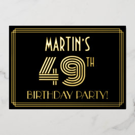 49th Birthday Party —アールデコスタイル「49」 +名前 箔招待状