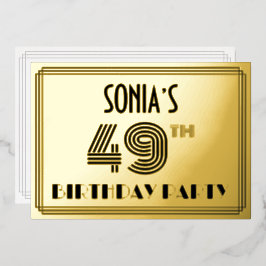 49th Birthday Party —アールデコスタイル「49」 & Name 箔招待状
