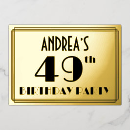49th Birthday Party —アールデコ検索「49」 +名前 箔招待状