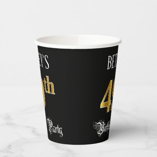49th Birthday Party – スクリプファンシート、フェイク金ゴールド・ルック 紙コップ (左)