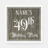 49th Birthday Party — ファンシー Script, フェイク Wood Look スタンダードランチョンナプキン (正面)