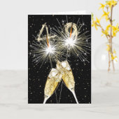 49th Birthday Sparklers and Champagne Toast カード (黄色い花)