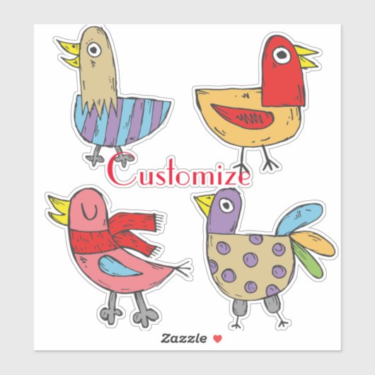 4 おもしろい Birds Thunder_Cove シール (シート)