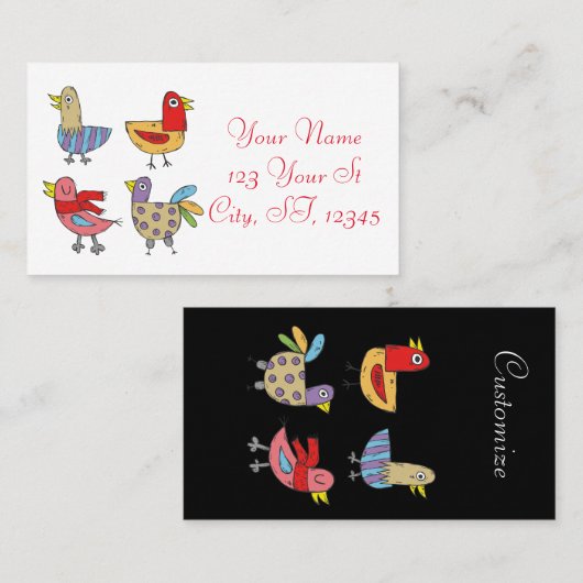 4 おもしろい Birds Thunder_Cove 名刺 (正面/裏面)