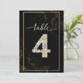 4 エレガントなダイヤモンドの印刷可能なテーブルナンバー 招待状 (スタンド正面)