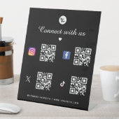 4 ソーシャルメディア QRコード 黒 ロゴ TikTok Facebook 台座サイン (インサイチュ)