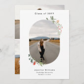 4 モダンキューストン写真(1 +3)ワイルドフラワー卒業 案内状 (正面/裏面)