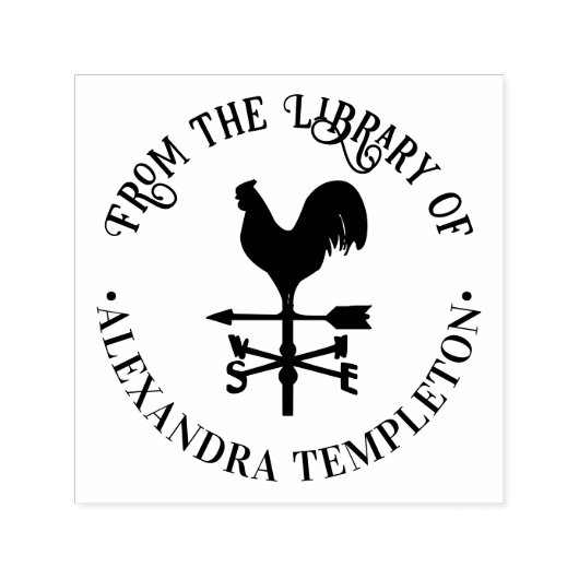 #4 ラウンドライブラリーブック名の素朴な風見鶏 セルフインキングスタンプ (デザイン)