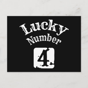 4 - ラッキー ナンバー 4 幸運 ポストカード