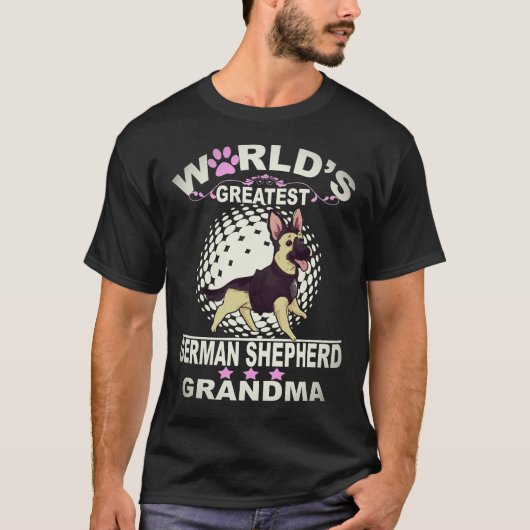 4 世界最高のジャーマンシェパードの祖母 ドイツ Tシャツ (正面)