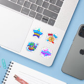 +4 最高の子供たちへのやる気と励まし シール (ノートパソコンとiPhone)