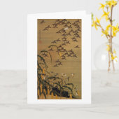 4. 秋塘群雀図, 若冲 Flock of Sparrows, Jakuchū カード (黄色い花)