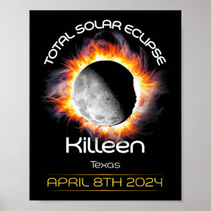 4.08.24トータル太陽のEclipse 2024 Killeenテキサス州 ポスター