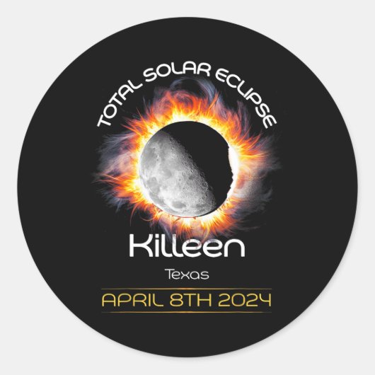 4.08.24トータル太陽のEclipse 2024 Killeenテキサス州 ラウンドシール (正面)