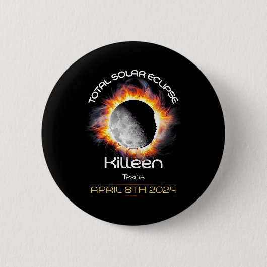4.08.24トータル太陽のEclipse 2024 Killeenテキサス州 缶バッジ (正面)
