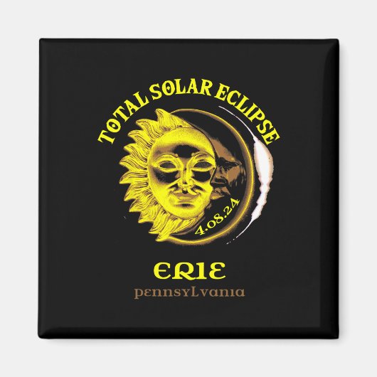 4.08.24 Eclipse 2024エリー太陽のペンシルバニア州 マグネット (正面)