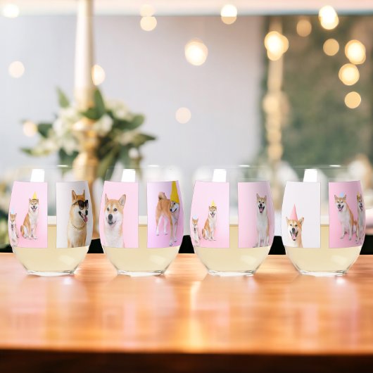 4～16枚のフォトコラージュパーソナライズされた ステムなしワイングラス