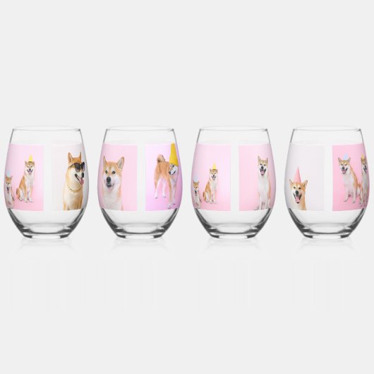 4～16枚のフォトコラージュパーソナライズされた ステムなしワイングラス (正面)