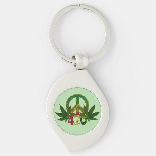 4 20 ラスタ ピース ウィード グリーン キーホルダー (正面)