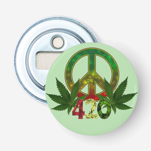 4 20 ラスタ ピース ウィード グリーン 栓抜き (正面)