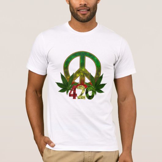 4 20 ラスタ ピース ウィード Tシャツ (正面)