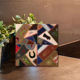 4.25インチラッキーホースシューズヴィンテージパッチワークキルト タイル