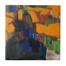 4.25インチ正方形タイル(抽象デザイン付き)