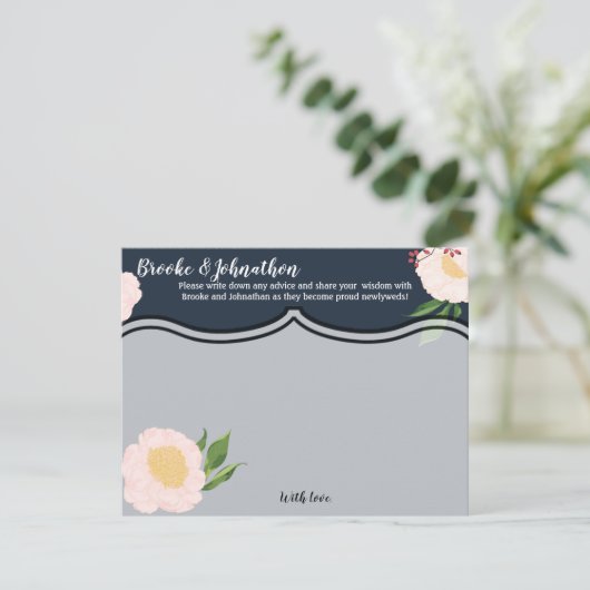 4.25 x 5.5アドバイスカードホワイトフローラ花オンダーク 招待状 (スタンド正面)