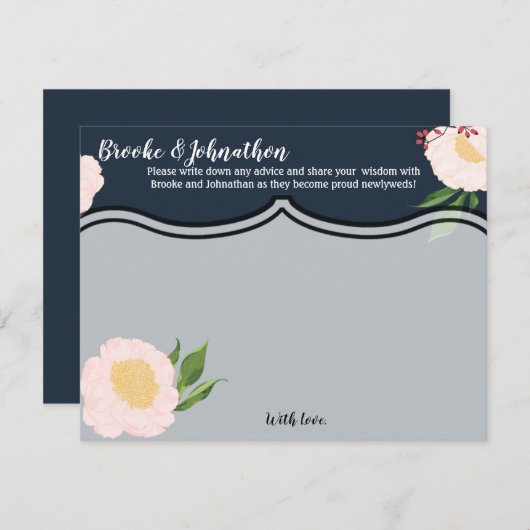 4.25 x 5.5アドバイスカードホワイトフローラ花オンダーク 招待状 (正面/裏面)