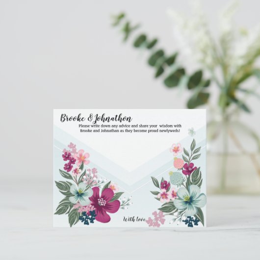 4.25 x 5.5アドバイスカード熱帯花オンブルーグラデーション 招待状 (スタンド正面)