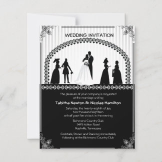 4.25 x 5.5インチヴィンテージレトロの結婚シーン 招待状