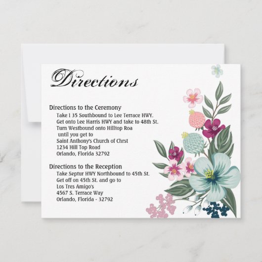 4.25 x 5.5方向カード熱帯花オンホワイト 招待状 (正面)