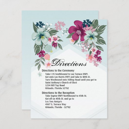 4.25 x 5.5方向カード熱帯花ブルーオーム 招待状 (正面/裏面)