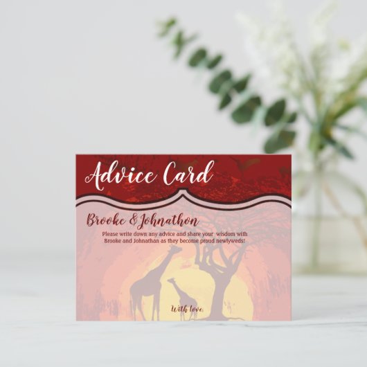 4.25x5.5アドバイスカードアフリカンサファリキリン 招待状 (スタンド正面)