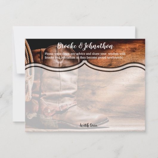4.25x5.5アドバイスカードカウボーイブーツバーンウッド素朴 招待状 (正面)