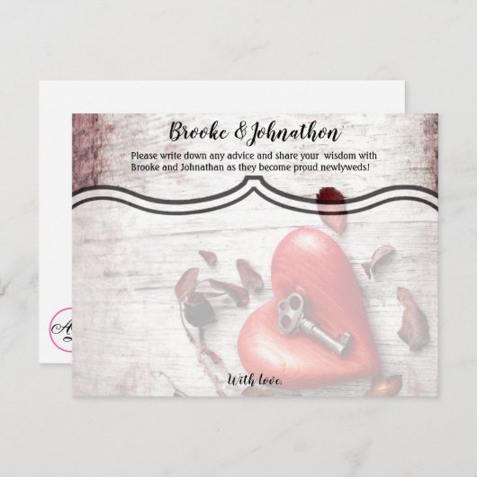 4.25x5.5アドバイスカードカントリーウッド鍵にハート 招待状 (正面/裏面)