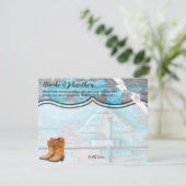 4.25x5.5アドバイスカードブルーウッドバーンドアブーツ 招待状 (スタンド正面)