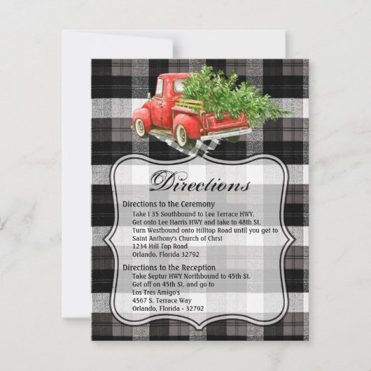 4.25x5.5方向カードクリスマストラックバッファロープレイドC 招待状 (正面)