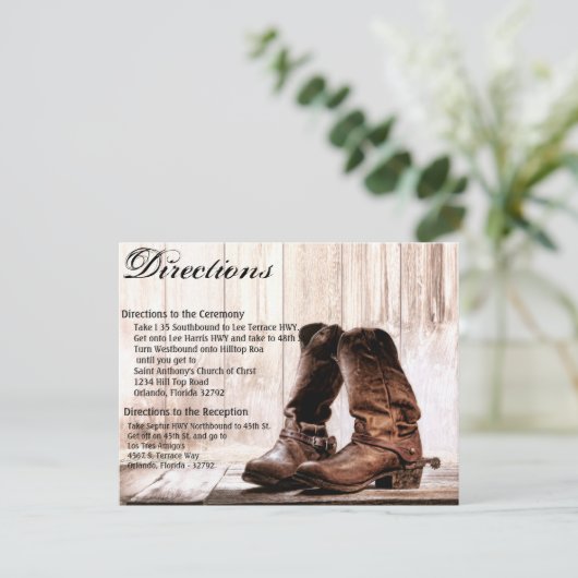 4.25x5.5方向カードブーツカントリーウェスト素朴 招待状 (スタンド正面)